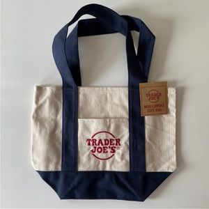 NWT - Trader Joe’s Canvas Mini Tote Bag Navy Color